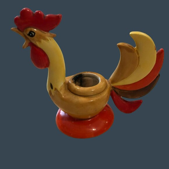 Holt Howard Japan Vintage Rooster Candle Holder 60s Orange Yellow - Picture 2 of 7